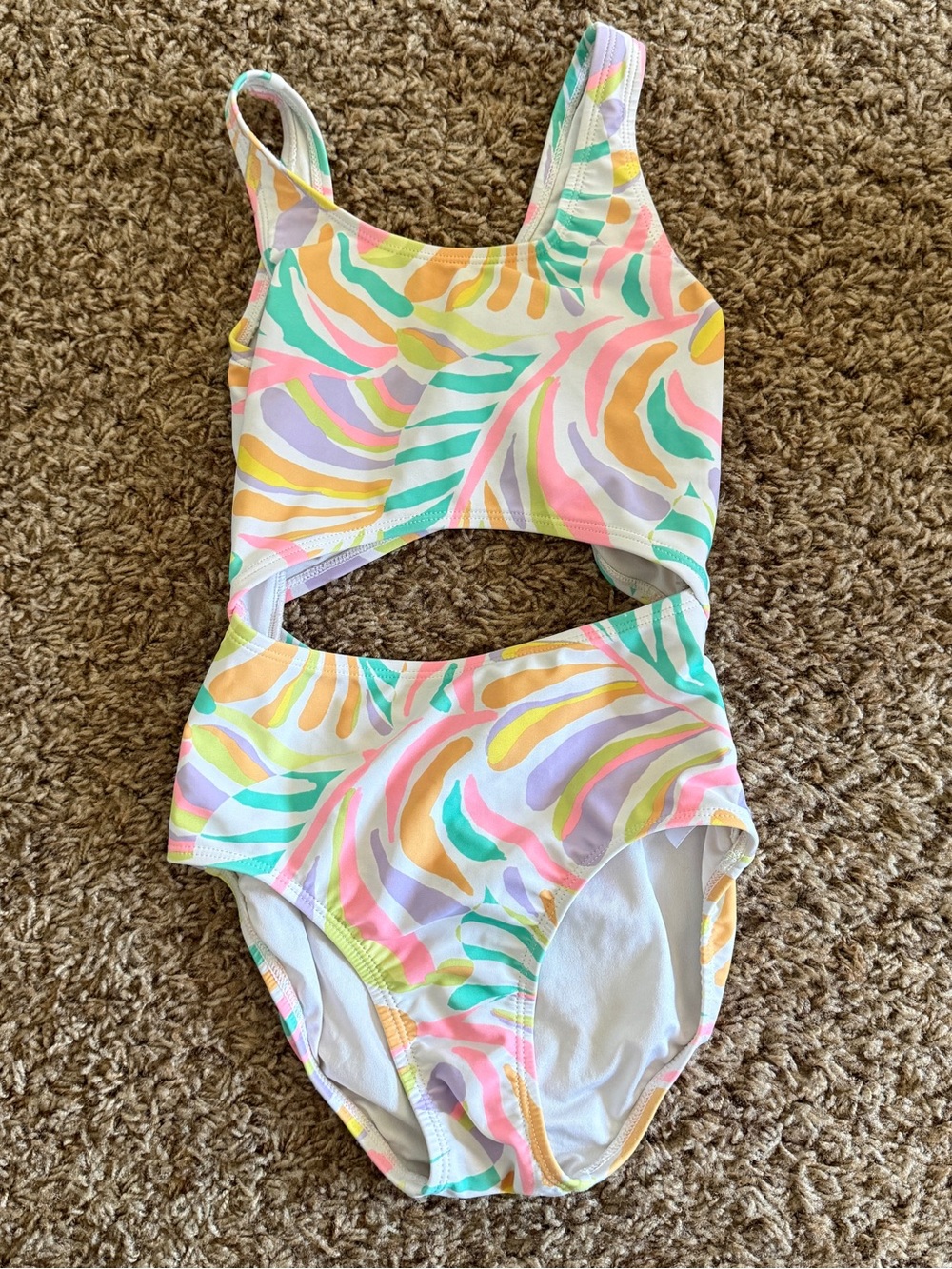 Old Navy Girls' Pastel Rainbow Cutout One-Piece Swimsuit